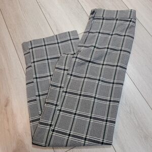 ICHI Womens Ihbiance PA Straight Leg Plaid Pants 36 Black White Green Preppy NEW